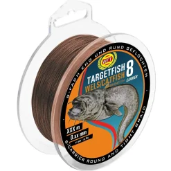 WFT Target Fish 8 Wels brown 220m 0,50mm geflochtene Schnur| Spezial Angelschnur|Geflochtene Angelschnur